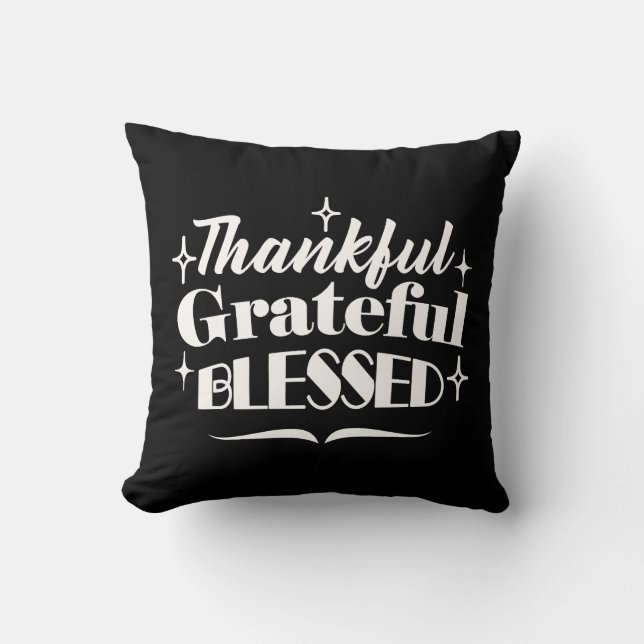 Sparkling Thanksgiving Quote Holiday Design Throw Pillow (Front)