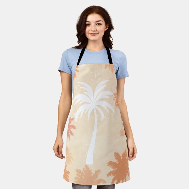 Sparkling Tropical Palm Tree Silhouette Apron (Worn)