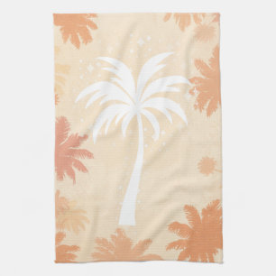 Sparkling Tropical Palm Tree Silhouette Kitchen Towel