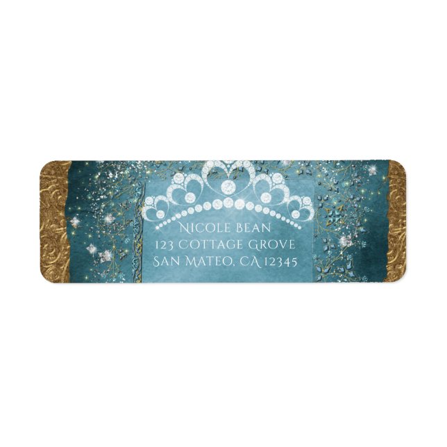 Sparkling turquoise & Gold Diamond Tiara Scroll Pa (Devant)