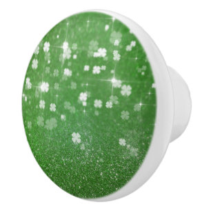 Sparkling Twinkle Glitter Clover - Ceramic Knob