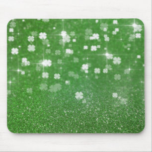 Sparkling Twinkle Glitter Clover - Mousepad
