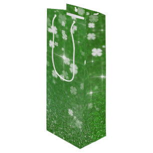 Sparkling Twinkle Glitter Clover - Wine Gift Bag