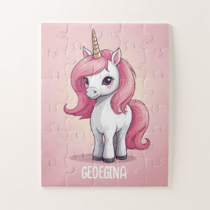 Sparkling Unicorn Fantasy Personalized Kids Jigsaw Puzzle