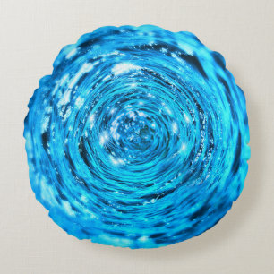 Sparkling water swirl round pillow