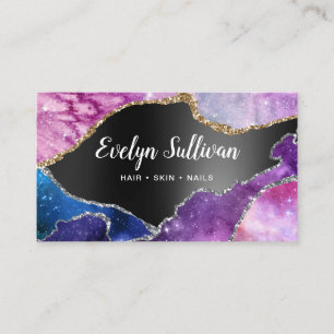 sparkling watercolor black foil business card