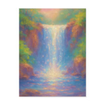 Sparkling Waterfall - Pastel Painting Style Art