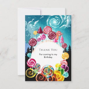 Sparkling Whimsical Candyland Birthday Thank You Card