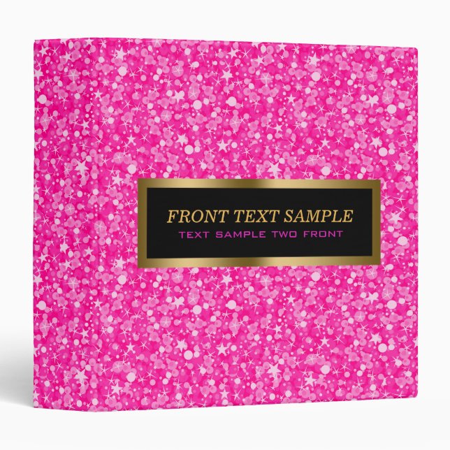 Sparkling White And Hot Pink Glitter Binder (Front/Spine)