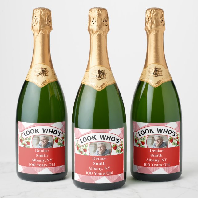 Sparkling Wine 100th Birthday Labels-Customizable Sparkling Wine Label (Bottles)