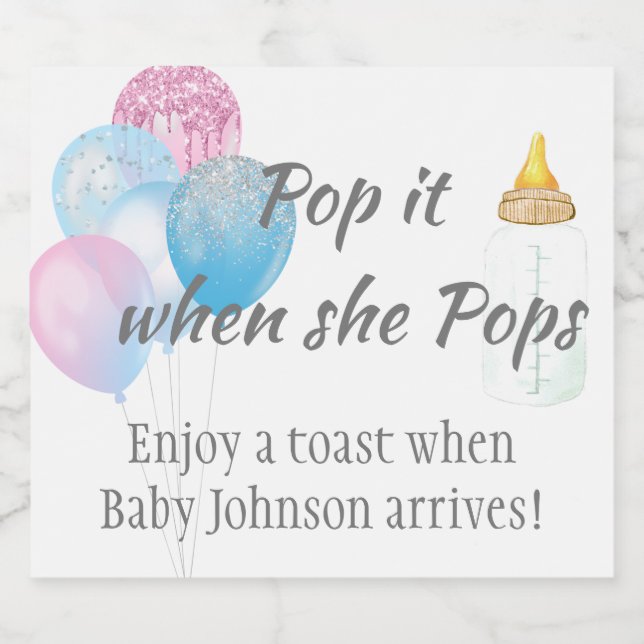Sparkling Wine Baby Shower Toast Personalized Ball Label (Single Label)