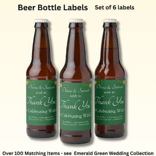 Sparkling Wine Bottle Labels, Emerald Green & Gold Beer Bottle Label
