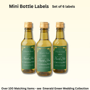 Sparkling Wine Bottle Labels, Emerald Green & Gold Label