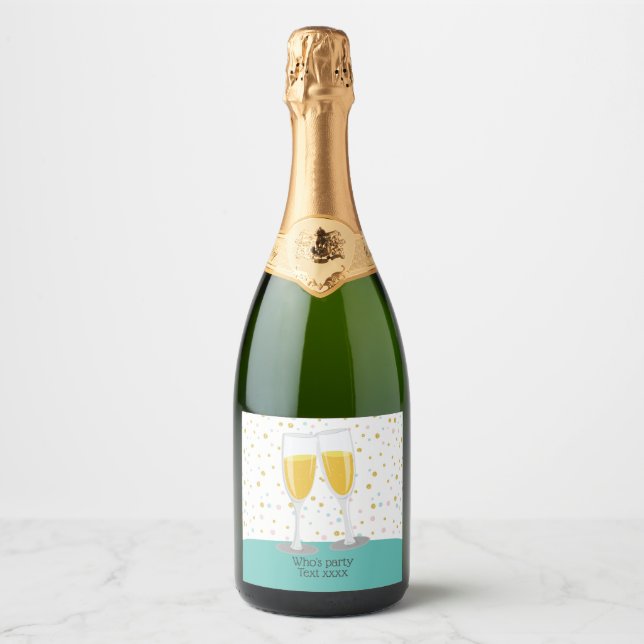 Sparkling Wine  Brunch and Bubbly cheers birthday Label (Front)