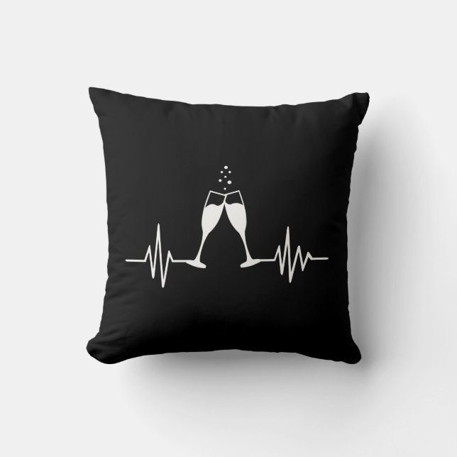 Sparkling wine glasses frequence throw pillow (Front)