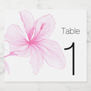 Sparkling Wine Label Table Number Elegant Pink