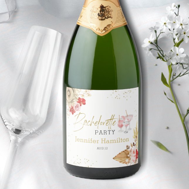 Sparkling Wine Labels | Bachelorette Boho Cocktail (Creator Uploaded)