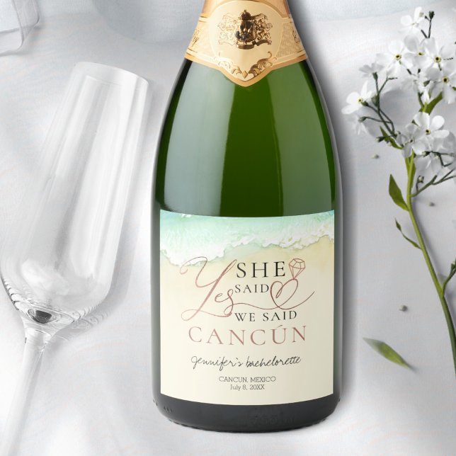 Sparkling Wine Labels | Cancun Beach (Creator Uploaded)