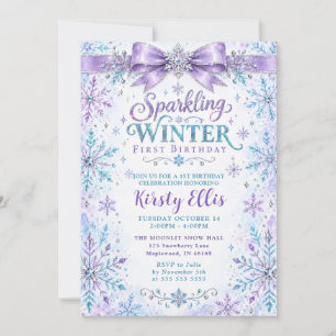 Sparkling Winter 1st Birthday Invitation