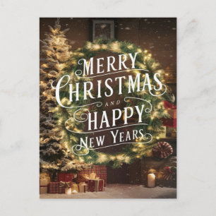 Sparkling Wishes: A Festive Christmas and New Year Postcard