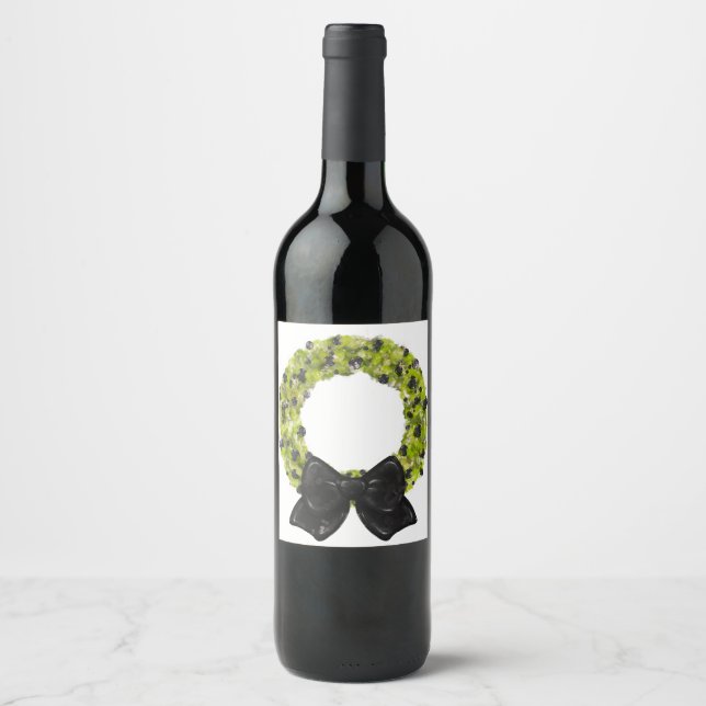 Sparkling Wreath - Multiple Colour Options Wine Label (Front)