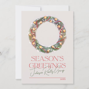 Sparkling Wreath Season's Greetings corporate  Holiday Card