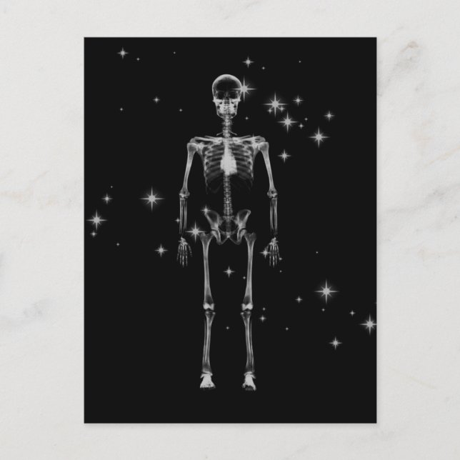 Sparkling X-Ray Skeleton - B&W Postcard (Front)