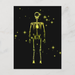 Sparkling X-Ray Skeleton - Yellow Postcard