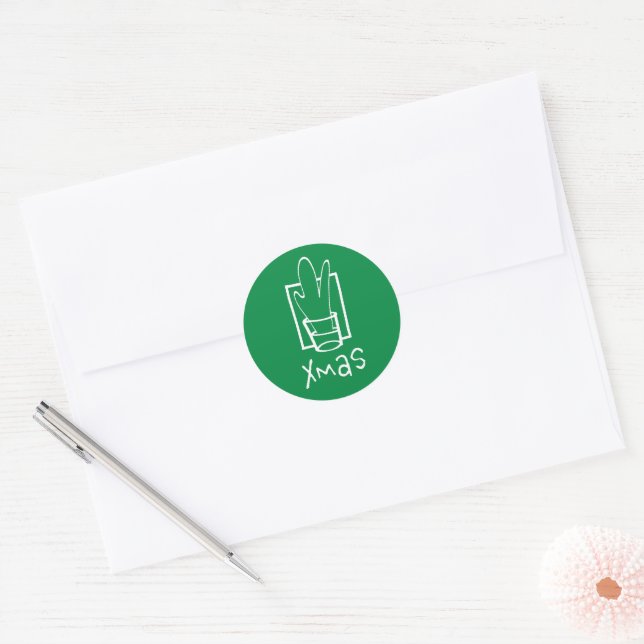 Sparkling Xmas Shot Glass Classic Round Sticker (Envelope)