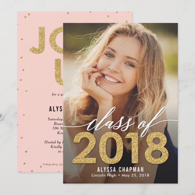 Sparkling Year Graduation Announcement Invitation (Front/Back)