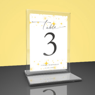 Sparkling yellow stars birthdayTable flat card