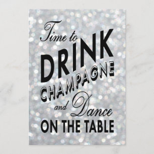 Sparkly 21 Birthday Invite Time to Drink Champagne