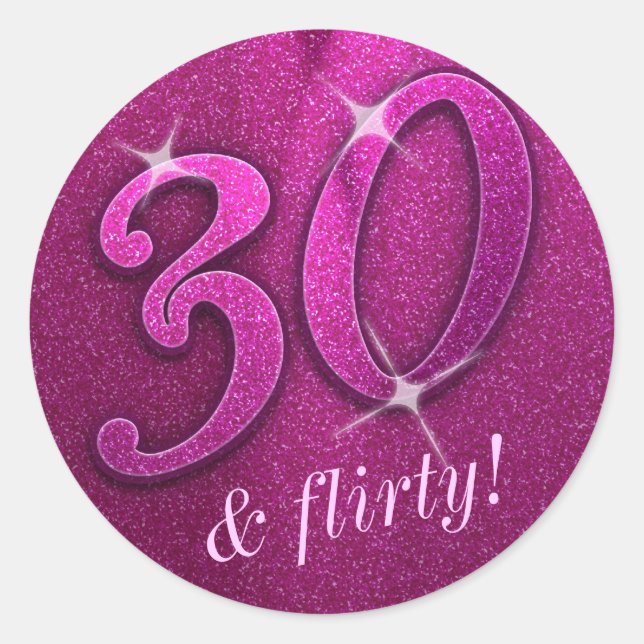 Sparkly 30 and Flirty Birthday Party Stickers (Front)