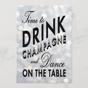 Sparkly 40th Birthday Time to Drink Champagne Invitation