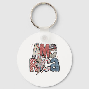 Sparkly America 4th Of July America Independence D Keychain
