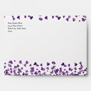 Sparkly Amethyst Glitter Hearts Envelope