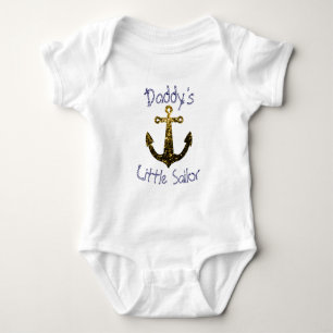 Sparkly Anchor Daddy's Little Sailor Personalize  Baby Bodysuit