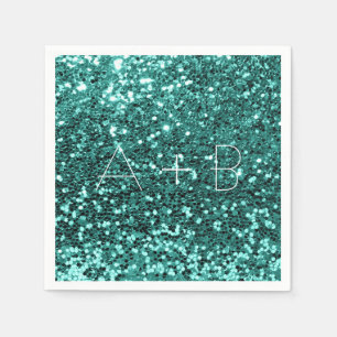 Sparkly Aqua Teal Mint Sequin Sparkly Glitter Napkin