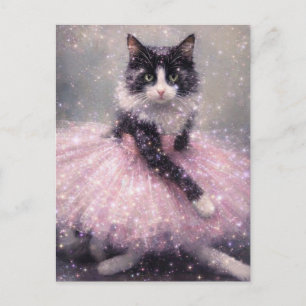 Sparkly Ballerina Cat in Pink Tutu                 Postcard
