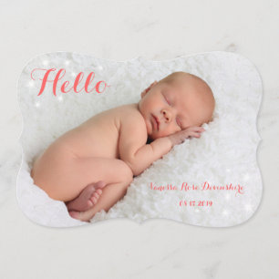 Sparkly Birth Announcement - coral