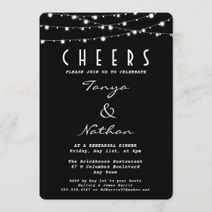 Sparkly Black Elegant Rehearsal Dinner Invitation