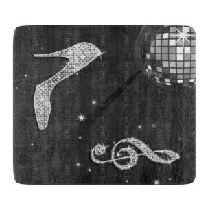 Sparkly Black Music Note & Stiletto Heel Cutting Board