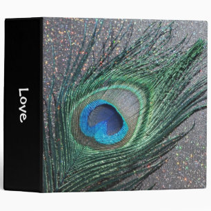 Sparkly Black Peacock Feather Still Life Binder
