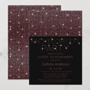 Sparkly Black Pink Glitter Sequins Bachelorette Invitation