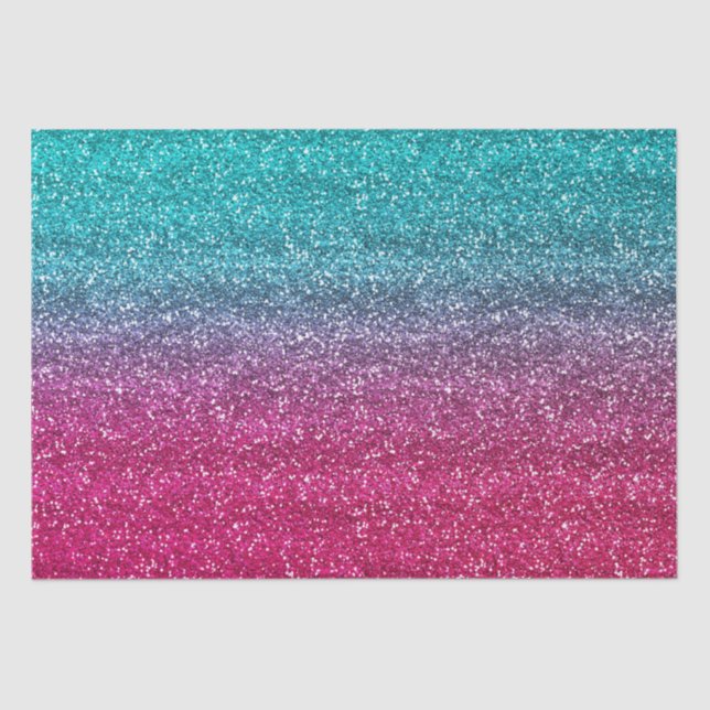 Sparkly Blue & Dark Pink Gradient Glitter Tissue Paper (Front)
