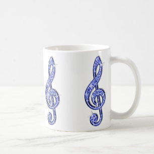 Sparkly Blue Music Note Coffee Mug