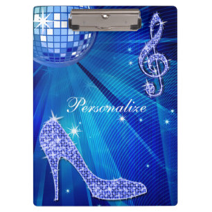 Sparkly Blue Music Note & Stiletto Heel Clipboard