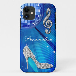 Sparkly Blue/silver Music Note & Stiletto Heel iPhone 11 Case