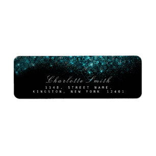 Sparkly Blue Turquoise Ocean Black Glitter  RSVP