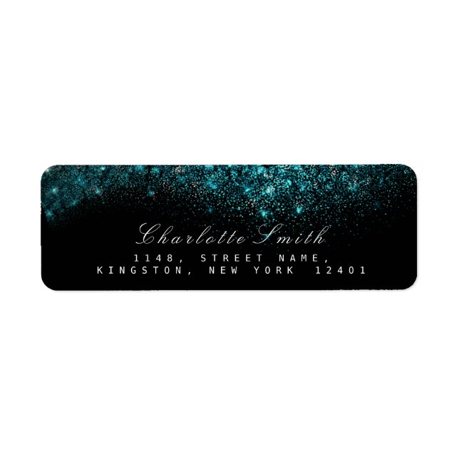 Sparkly Blue Turquoise Ocean Black Glitter  RSVP (Front)